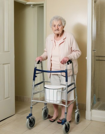 Rollator unter die Dusche